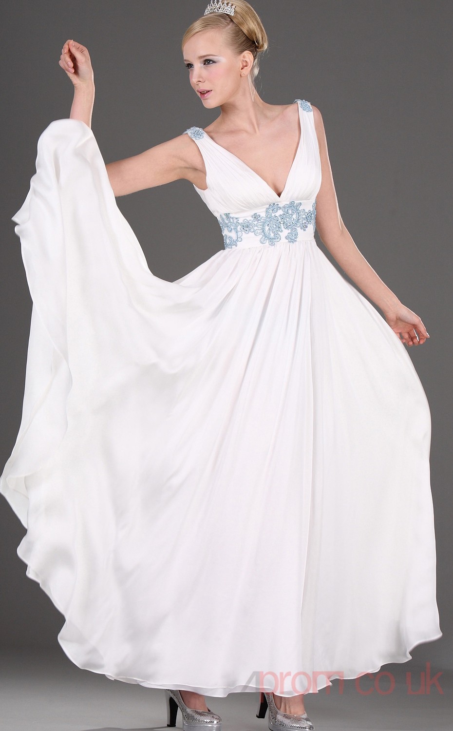 one shoulder chiffon