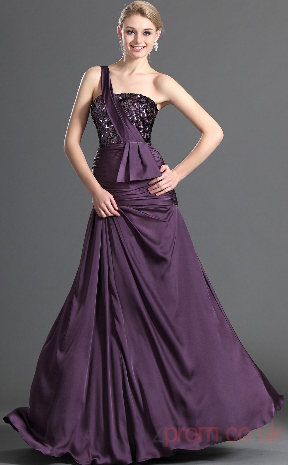 Grape Velvet Chiffon A-line One Shoulder Long Evening Dress-(BD04-491 ...