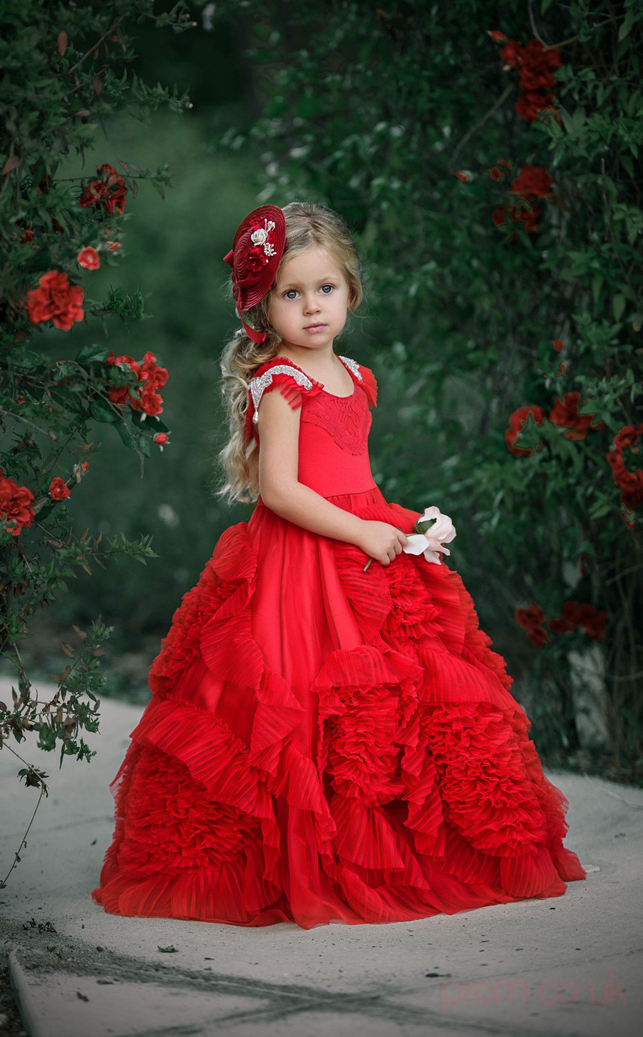 Ball Gown Jewel Red Kids Girls Dress CH0154 - 4prom.co.uk