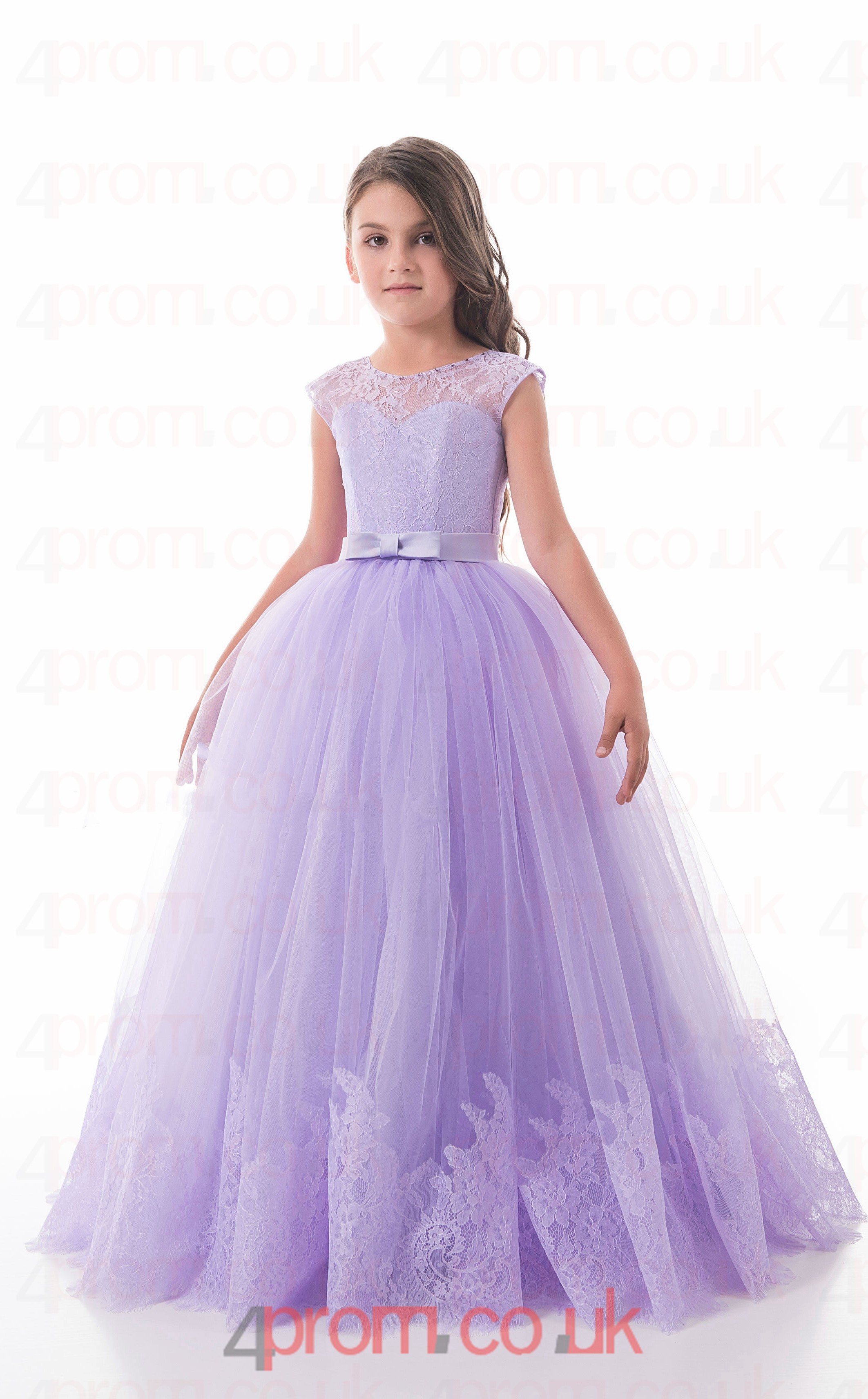 Illusion Sleeveless Light Blue Kids Prom Dresses CHK012 - 4prom.co.uk