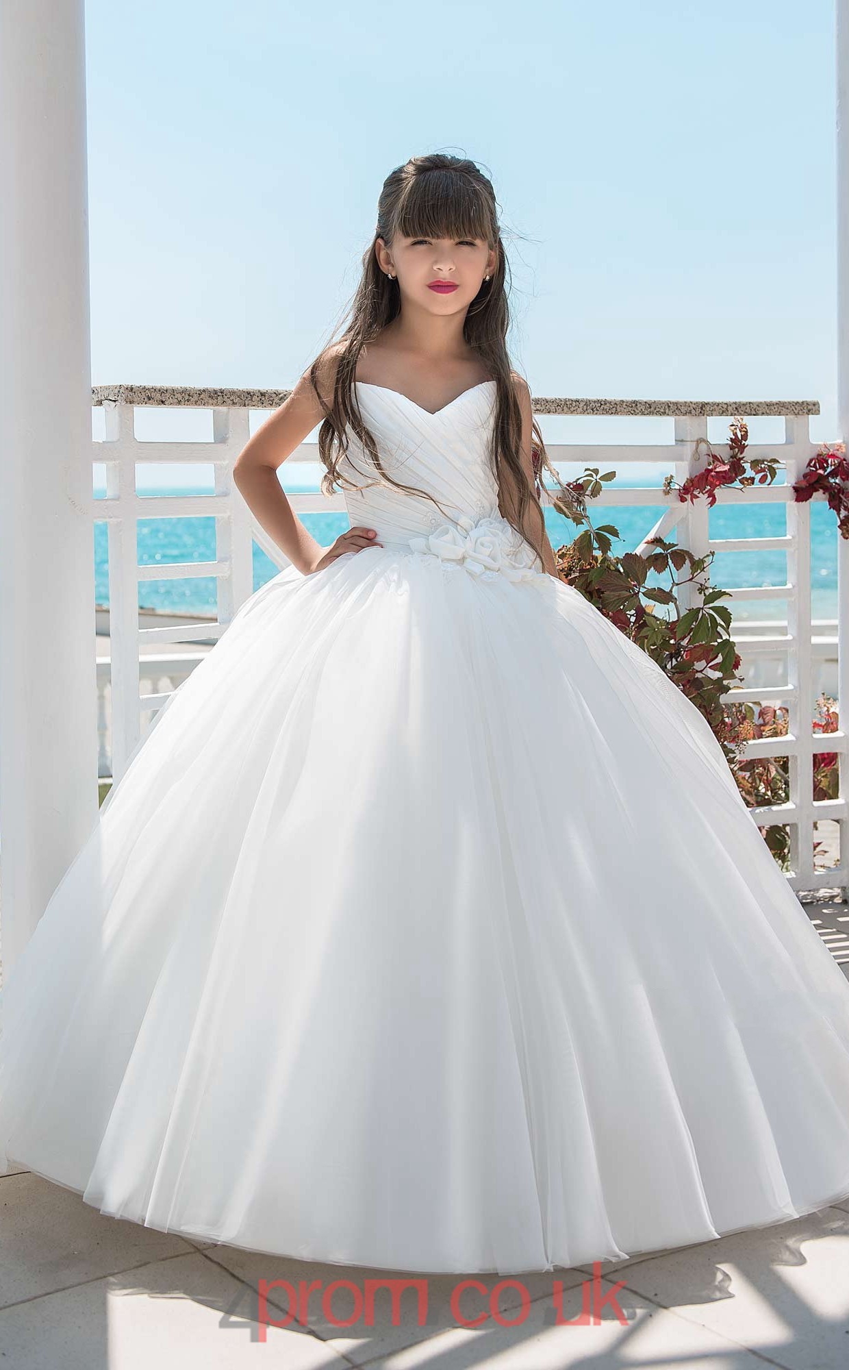 Sweetheart Sleeveless White Kids Prom Dresses CHK021 ...