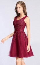 Cheap In Stock Sexy A Line V Neck Lace Burgundy Short Prom Dresses Summer Bridesmaid Dresses UKCPS341
