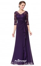 Grape Illusion Half Sleeve Bridesmaid Dresses 4MBD004