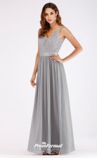 Grey V-neck Bridesmaid Dresses 4MBD056
