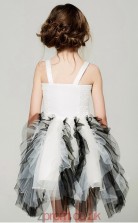 Princess Straps Sleeveless Black and White Tulle Mini Children's Prom Dress(AHC040)