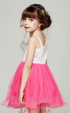 Princess One Shoulder Long Sleeve Peach Tulle Sequined Mini Children's Prom Dress(AHC046)