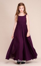 Affordable Grape One Shoulder Junior Bridesmaid Dress Floor-length Pageant Dress With Handmade Flowers BCH060