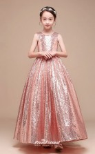 Affordable Pink Jewel Junior Bridesmaid Dress Floor-length Pageant Dress BCH064