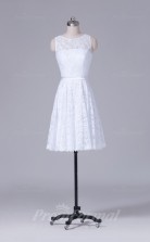 A-line White Chiffon Knee-length Prom Dress(PRBD04-S426)