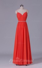 A-line Drak Orange Chiffon Floor-length Prom Dress(PRBD04-S486)