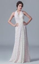 BDUK10040 Ivory Lace A Line Halter Long Bridesmaid Dresses With Mid Back