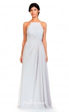BDUK2297 A Line Beige Chiffon Halter Floor Length Bridesmaid Dress