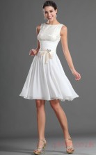 White 100D Chiffon A-line Jewel Short Cocktail Dress(BD04-417)