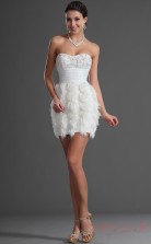 White 100D Chiffon Sheath/Column Strapless Sweetheart Short Prom Dress(BD04-422)