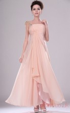 Pink 100D Chiffon A-line One Shoulder Floor-length Prom Dress(BD04-438)