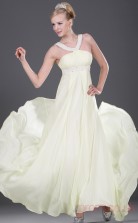 Ivory 100D Chiffon A-line Straps Floor-length Prom Dress(BD04-462)