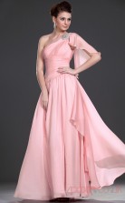 Pink 100D Chiffon A-line One Shoulder Floor-length Prom Dress(BD04-478)