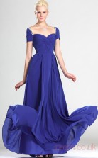 Royal Blue 100D Chiffon A-line Off The Shoulder Sweetheart Floor-length Prom Dress(BD04-508)