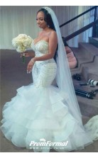 Sexy Plus Size Mermaid Wedding Dress With Beads Sequins Black Brides BWD037