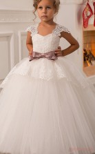 Ball Gown Short Sleeve Kids Prom Dress for Girls CH0105