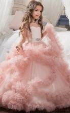 Cute Ball Gown Short Sleeve Kids Prom Dress for Girls CH0106