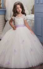 Ball Gown Short Sleeve Kids Prom Dress for Girls With Lace CH0139