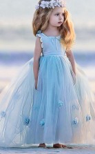 Ball Gown Jewel Sky Blue Kids Girls Dress CH0174