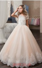 Jewel Short Sleeve Candy Pink Kids Prom Dresses CHK016