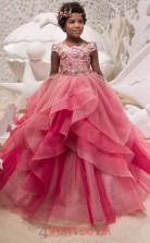 Jewel Sleeveless Red Kids Prom Dresses CHK036