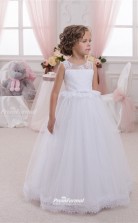 Tulle , Lace Princess Illusion Sleeveless Kids Wedding Dress CHK141