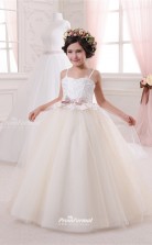 Tulle , Lace Princess Straps Sleeveless Girls Prom Dresses CHK146