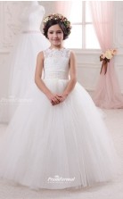 Tulle , Lace Princess Illusion Sleeveless Kids Wedding Dress CHK150