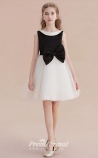 Short Kids Girls Black & White Formal Dresses with Bows CHK164