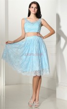 Light Sky Blue Lace A-line Scoop Sleeveless Two Piece Prom Dresses(JT4-CZMD129)
