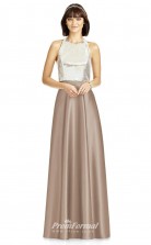DASUKS2976 Plus Sides A Line Jewel Light Chocolate Taffeta With Covered Back Bridesmaid Dresses