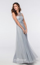 DASUKWS2303 Plus Sides A Line One Shoulder Light Sky Blue 65 Tulle With Low Back Bridesmaid Dresses