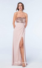 DASUKWS2307 Plus Sides Sheath Strapless Light Pink 112 Sequined Chiffon With Low Back Bridesmaid Dresses