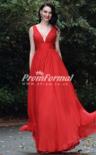 EBD007 V-neck Red Bridesmaid Dresses