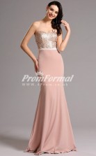 EBD012 Satin Sweetheart Pink Bridesmaid Dresses with Sequin Bodice