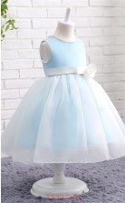 Sky Blue Tulle Princess Jewel Tea Length Kid's Prom Dresses(FG12802)
