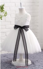 White Princess Jewel Tea Length Kid's Prom Dresses(FG12808)
