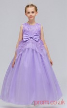 Lilac Organza Princess Jewel Tea-length Children's Prom Dresses(FGD236)