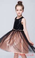 Black Sequinsed,Lace Princess Jewel Knee-length Children's Prom Dresses(FGD256)