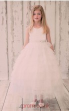Ivory Tulle Jewel Sleeveless Ankle-length Princess Children's Prom Dress (FGD278)