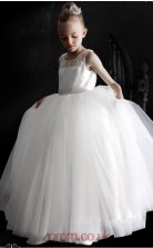 White Tulle Lace Illusion Sleeveless Floor-length Princess Children's Prom Dress (FGD302)
