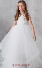 Ivory Tulle Jewel Sleeveless Floor-length Princess Children's Prom Dress (FGD311)