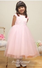 Cute Princess Ankle-length Pink Flower Girls Dresses FGD429