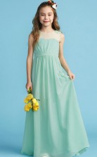Green Chiffon Junior Bridesmaid Dress Flower Girl Dress JFGD006