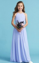 Lavender Long Halter Chiffon Junior Bridesmaid Dress Flower Girl Dress JFGD014