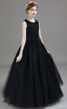 Black Lace Tulle Child Bridesmaid Dress Flower Girl Dress JFGD031